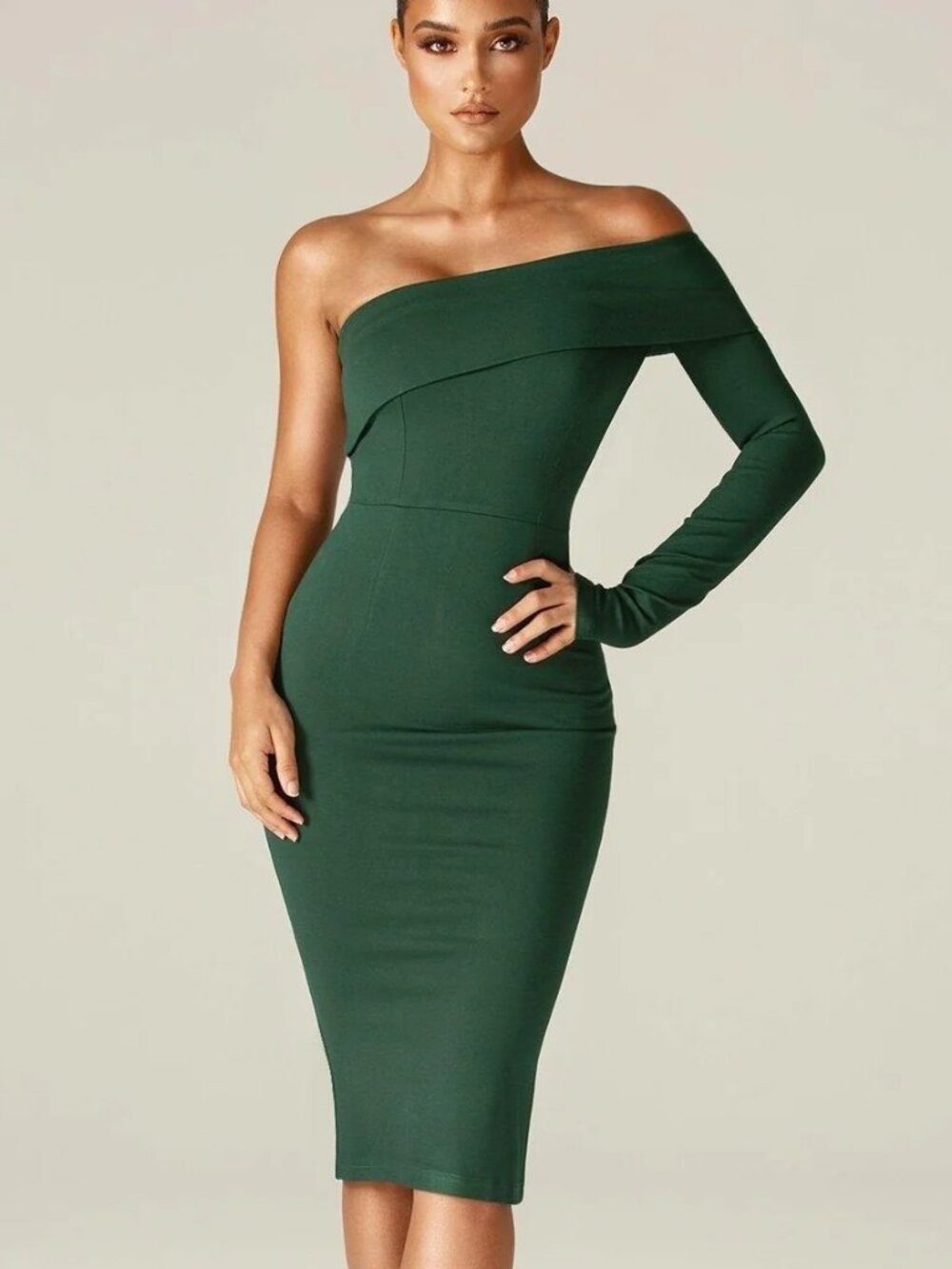 Alieva Rita One Shoulder Dress S NEW Emerald Green Sheath Cocktail Party Bodycon